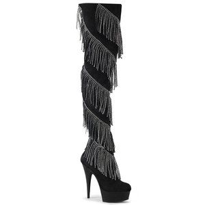 Pleaser Swirl Rhinestone Thigh High Boot